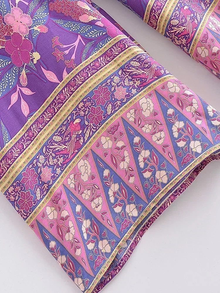 1. Clothing Boho Wildflower Purple Beach Pants