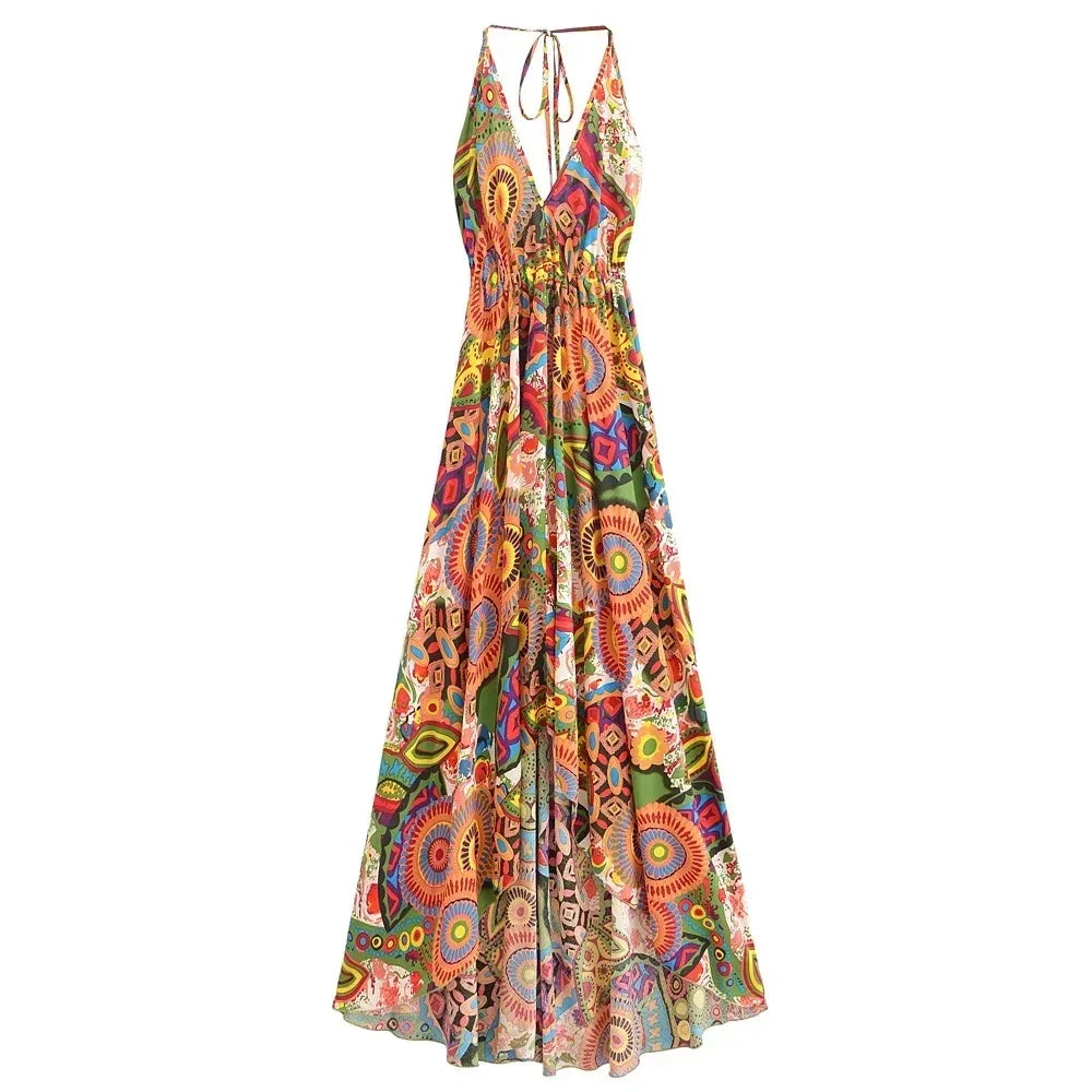 1. Clothing Backless Flowy Long Sundress