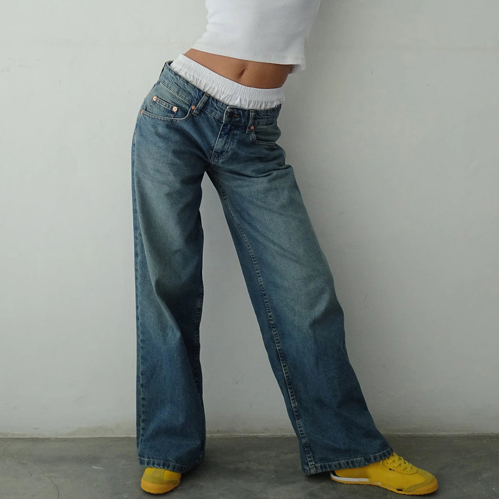 1. Clothing Low Rise Baggy Denim Jeans