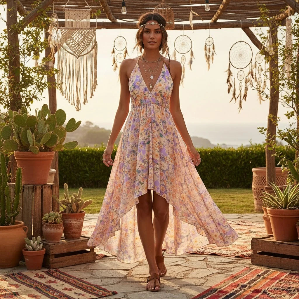 1. Clothing Backless Flowy Long Sundress
