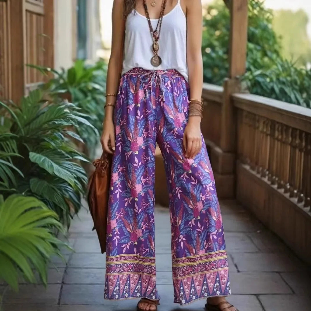 1. Clothing Boho Wildflower Purple Beach Pants