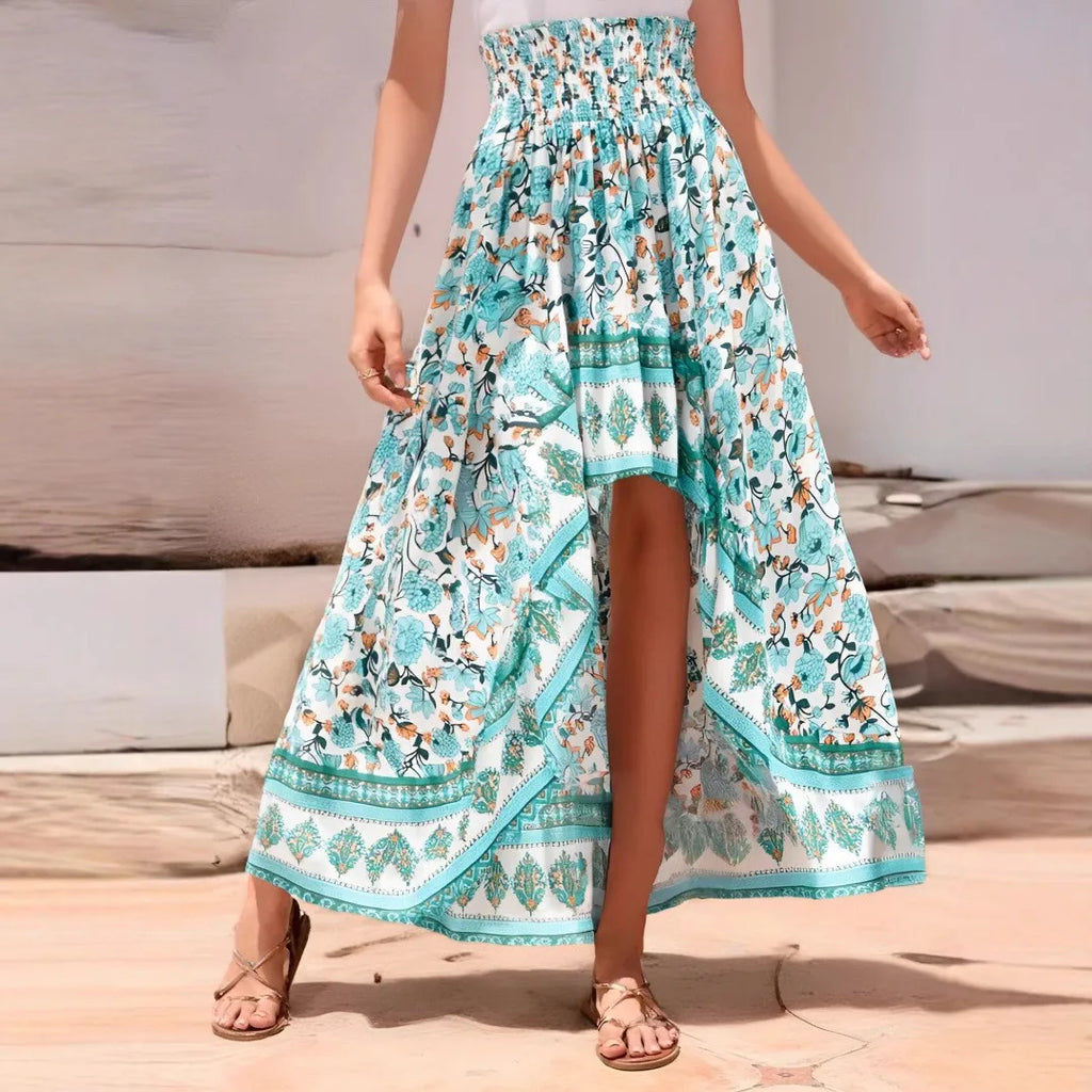 1. Clothing High-low Bohemian Skirt with Elastic Waist