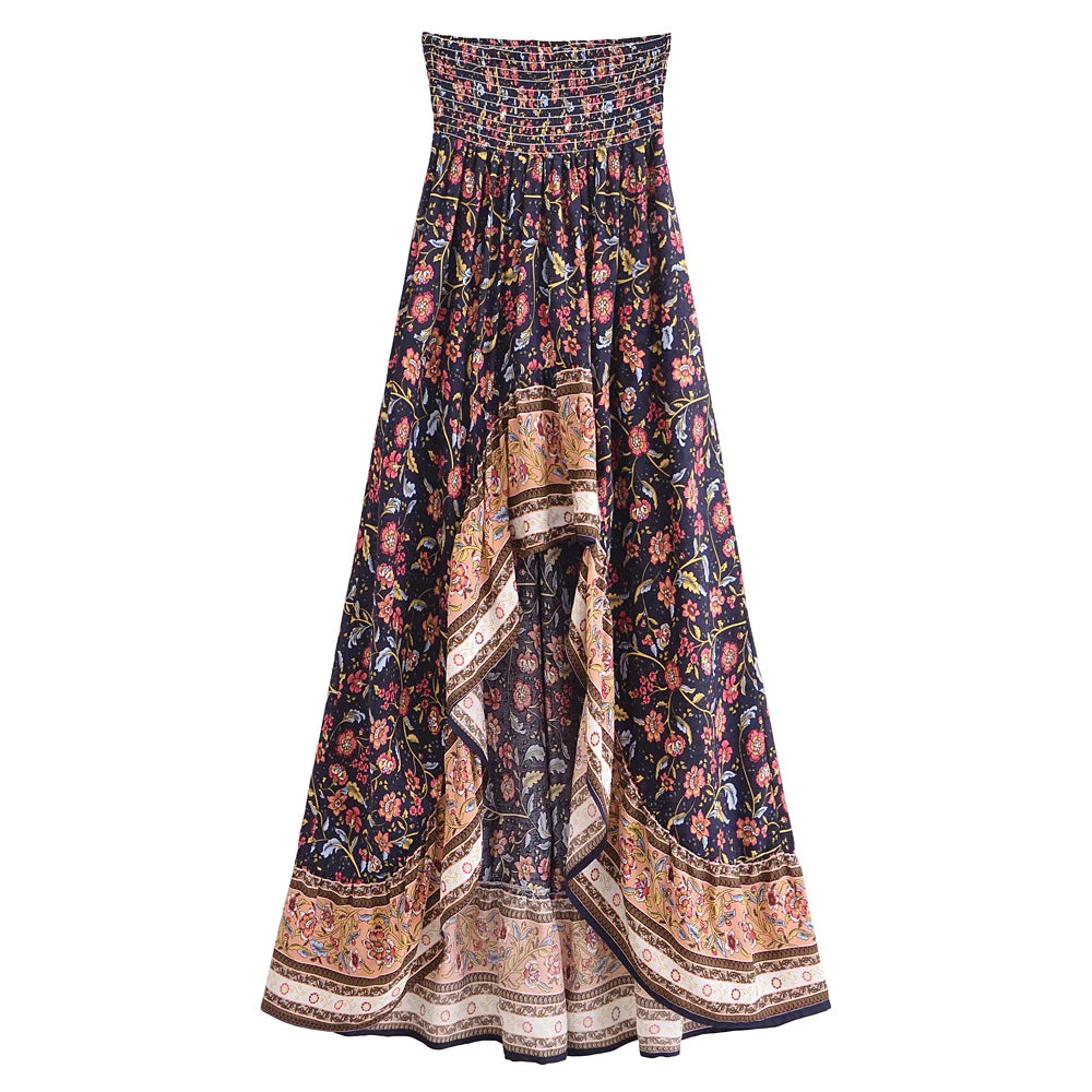 1. Clothing High-low Bohemian Skirt with Elastic Waist